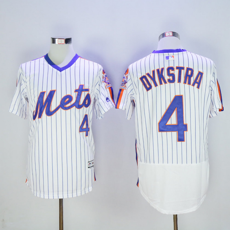 Men New York Mets #4 Dykstra White Throwback Elite MLB Jerseys->new york mets->MLB Jersey